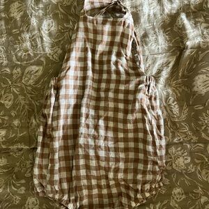 Gingham linen romper